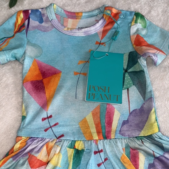 NWT Posh Peanut Ryder Bodysuit Twirl Dress 0-3M Kites - Picture 4 of 6